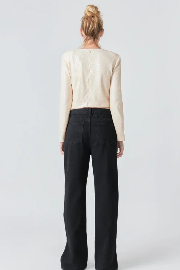 GREY LAB Tops*- Sequin Power Shoulder Top LIGHTBEIGE