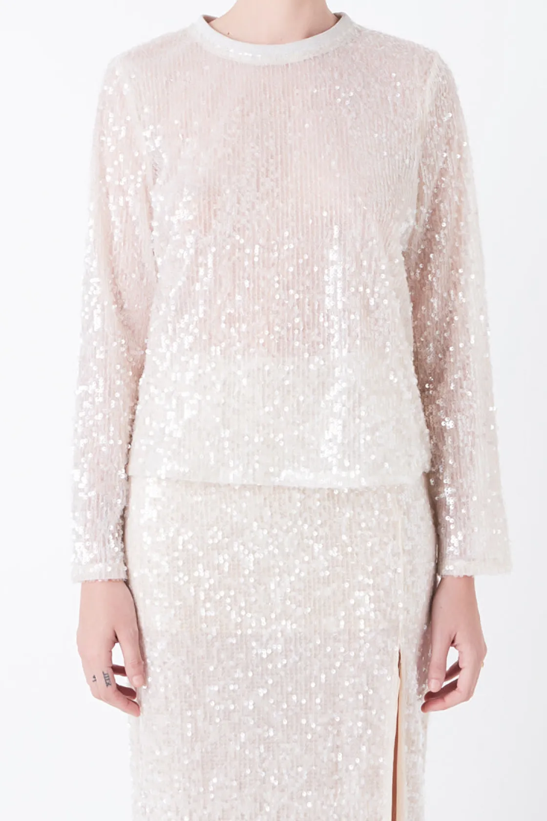 grey_lab__sequin_sheer_to_1.webp GREY LAB Matching Sets | Tops*- Sequin Sheer Top NUDEPINK
