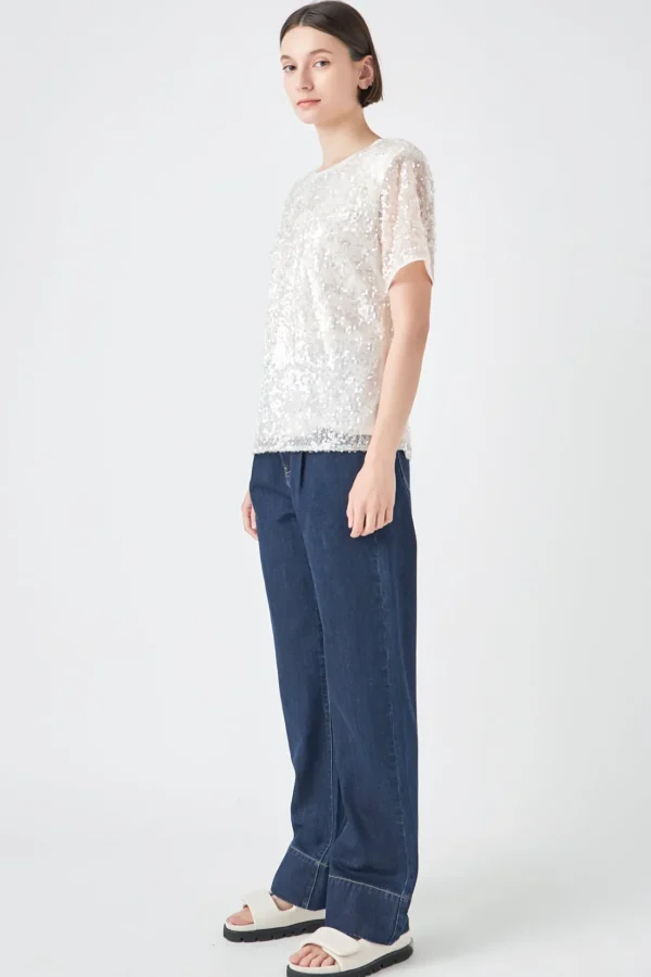 GREY LAB Matching Sets | Tops*- Sequin Shoulder Padded Top