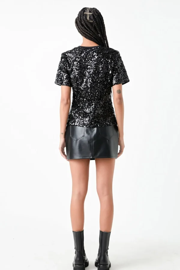 GREY LAB Matching Sets | Tops*- Sequin Shoulder Padded Top