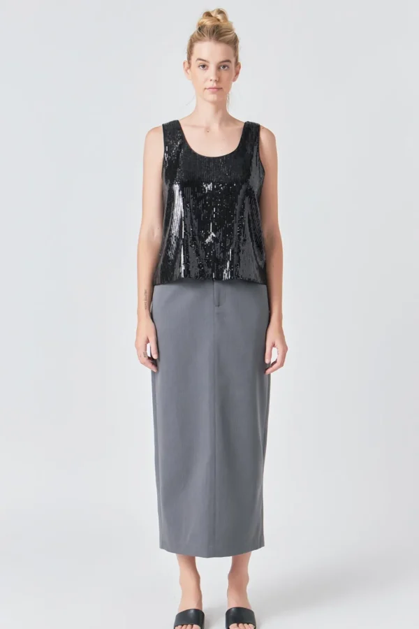 GREY LAB Tops*- Sequin Sleeveless Top BLACK