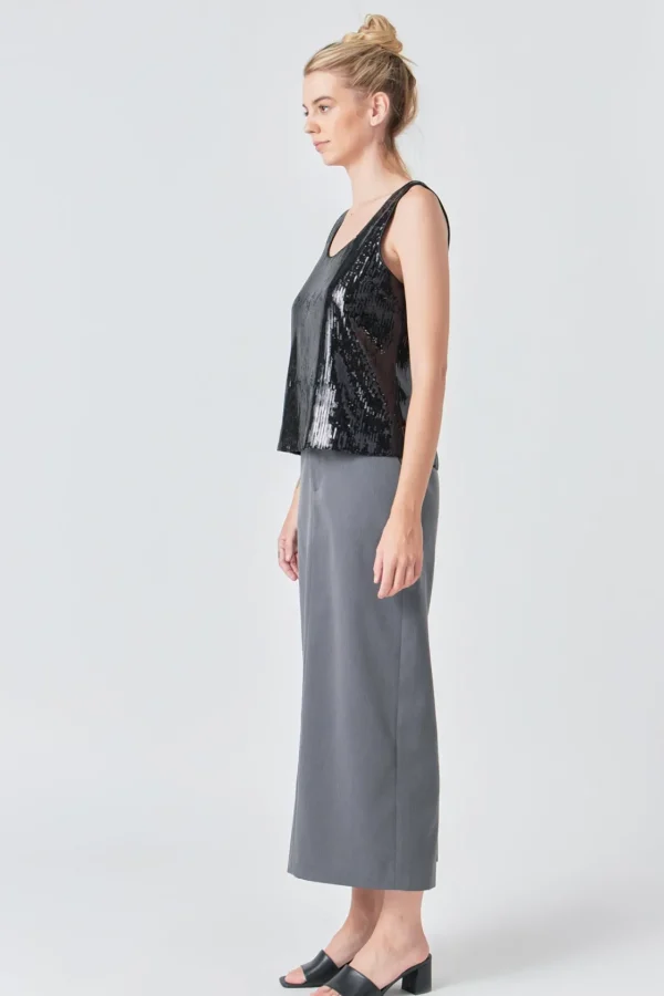 GREY LAB Tops*- Sequin Sleeveless Top BLACK
