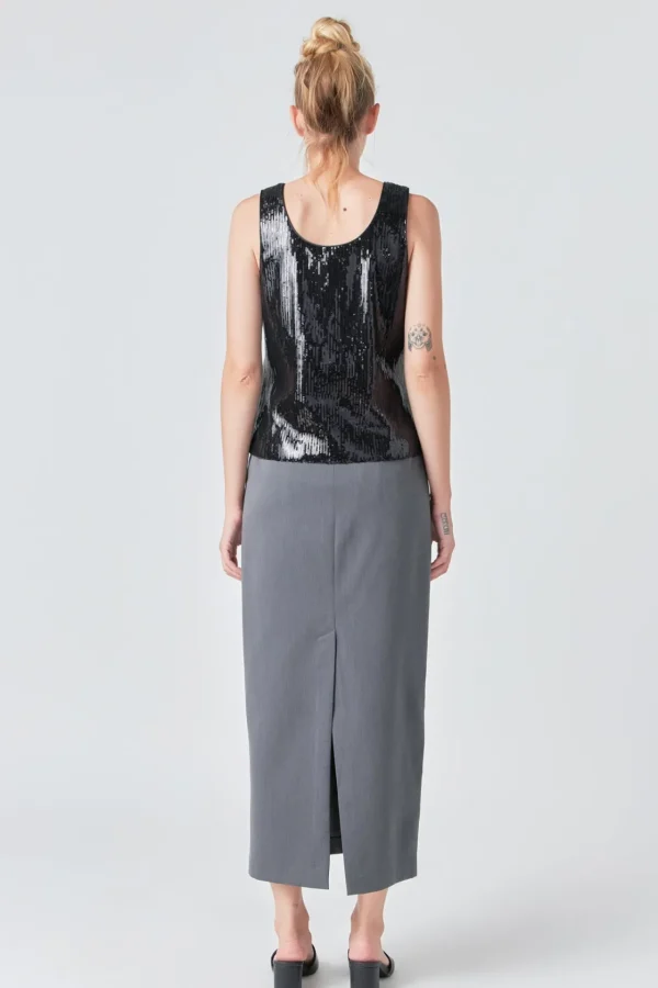 GREY LAB Tops*- Sequin Sleeveless Top BLACK