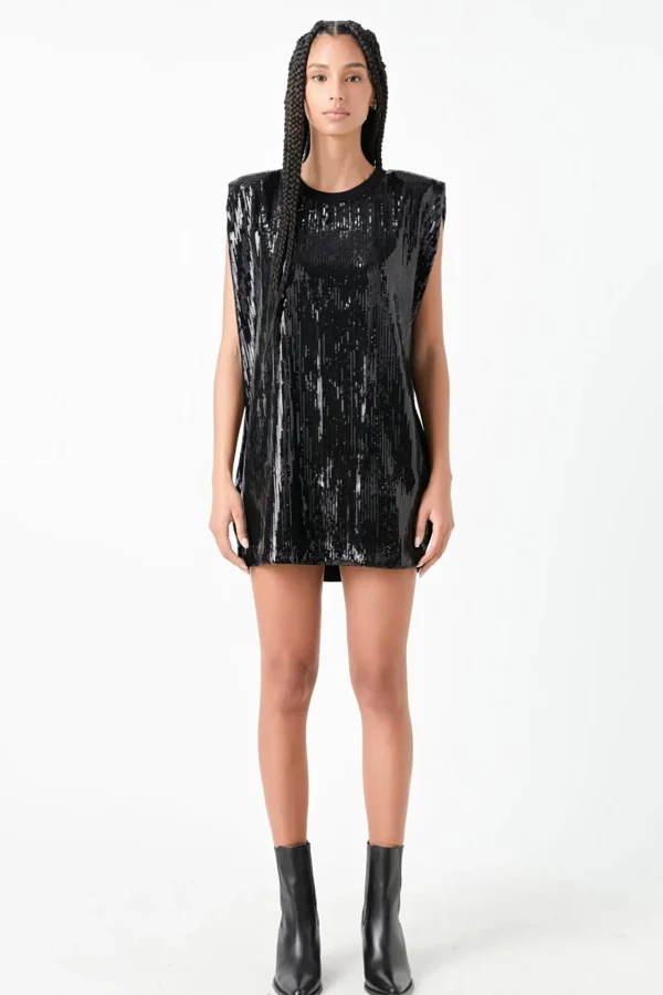 GREY LAB Sequin Dresses | Tops*- Sequined Mini Dress BLACK