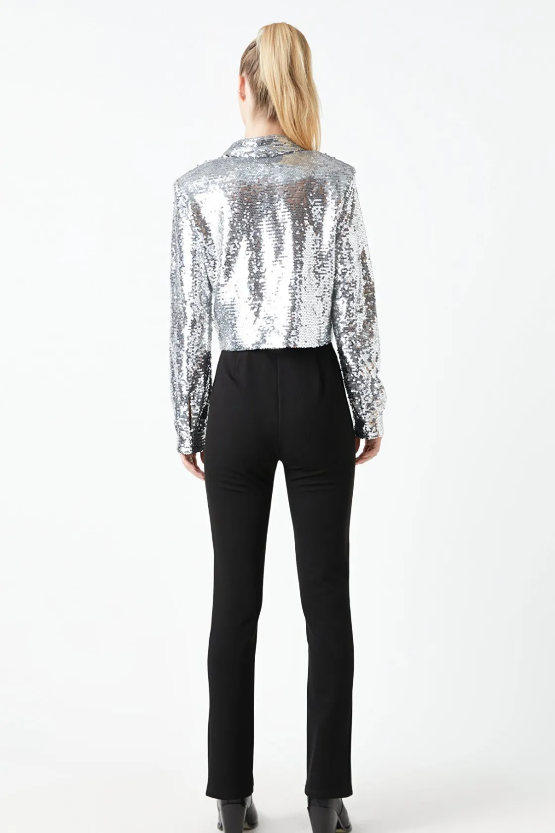 grey_lab__sequins_cropped_2.webp GREY LAB Matching Sets | Shirts & Blouses*- Sequins Cropped Shirt SILVER