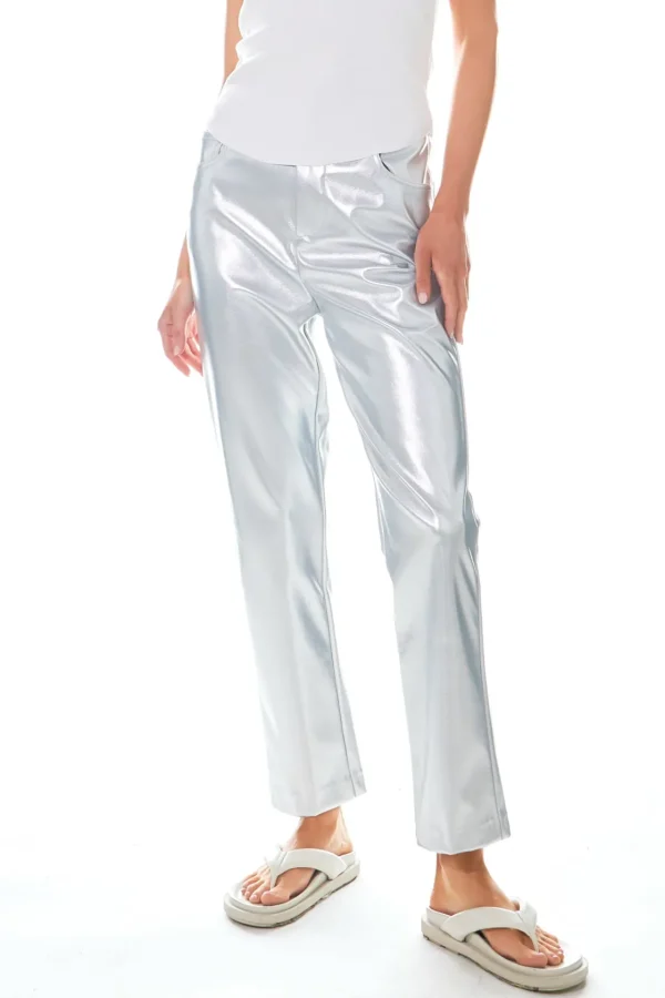 GREY LAB Tops | Pants*- Shiny PU Pants SILVER