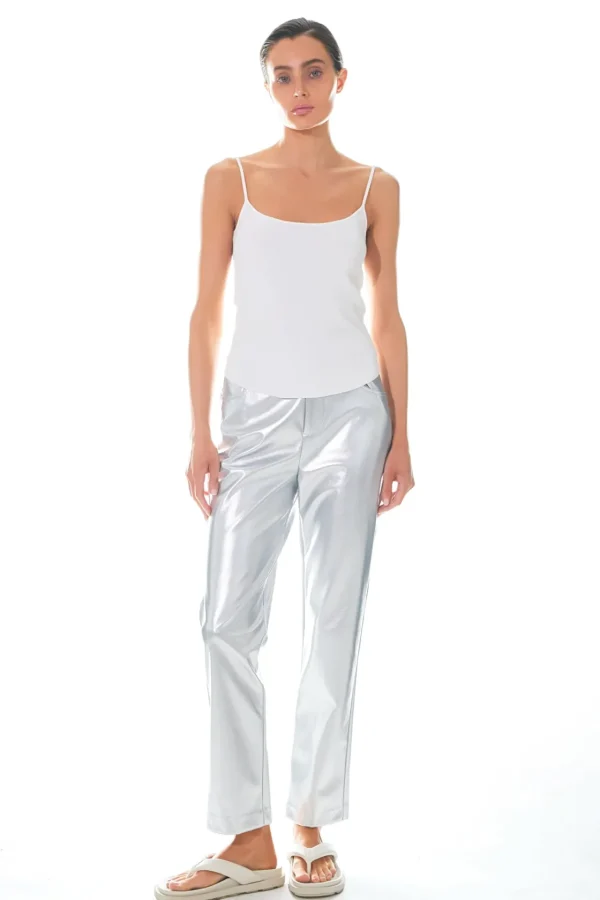 GREY LAB Tops | Pants*- Shiny PU Pants SILVER