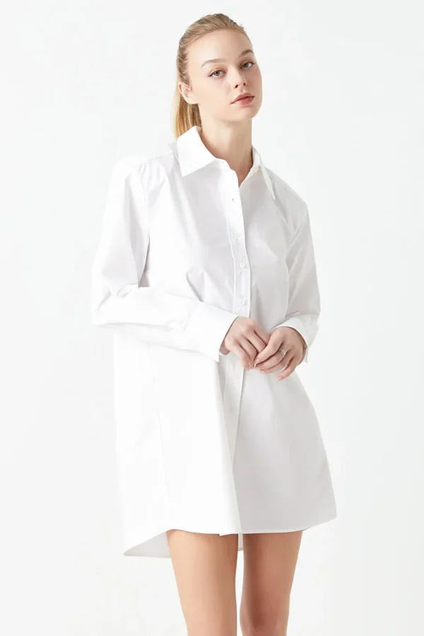 GREY LAB White Dresses | Tops*- Shirt Mini Dress WHITE