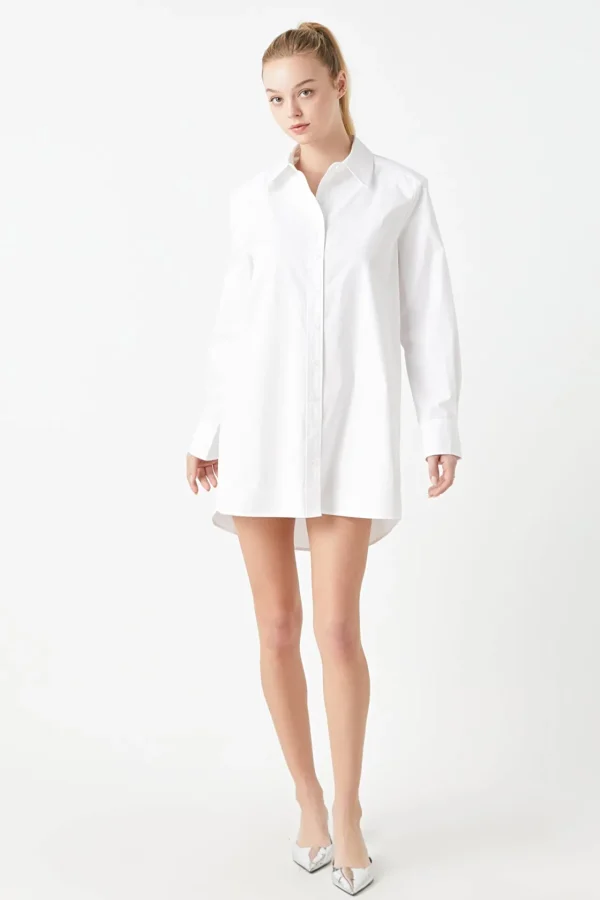 GREY LAB White Dresses | Tops*- Shirt Mini Dress WHITE