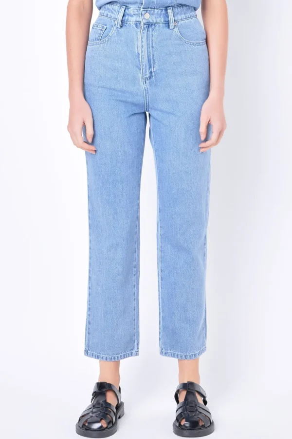 GREY LAB Denim*- Short Sleeve Denim Jumpsuit BLUE
