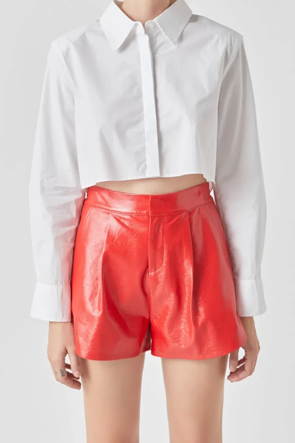 GREY LAB Shirts & Blouses | Tops*- Shoulder Pad Cropped Shirt WHITE