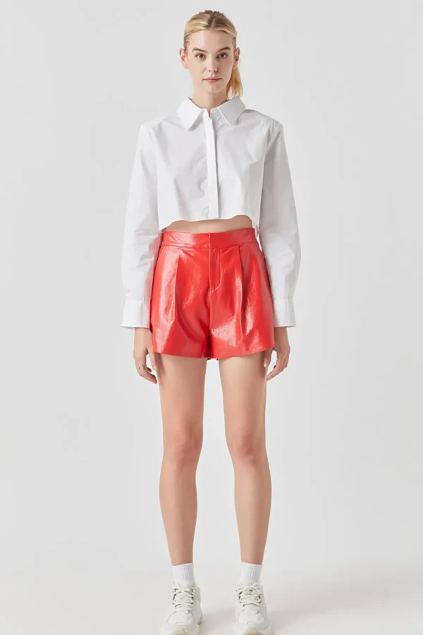GREY LAB Shirts & Blouses | Tops*- Shoulder Pad Cropped Shirt WHITE
