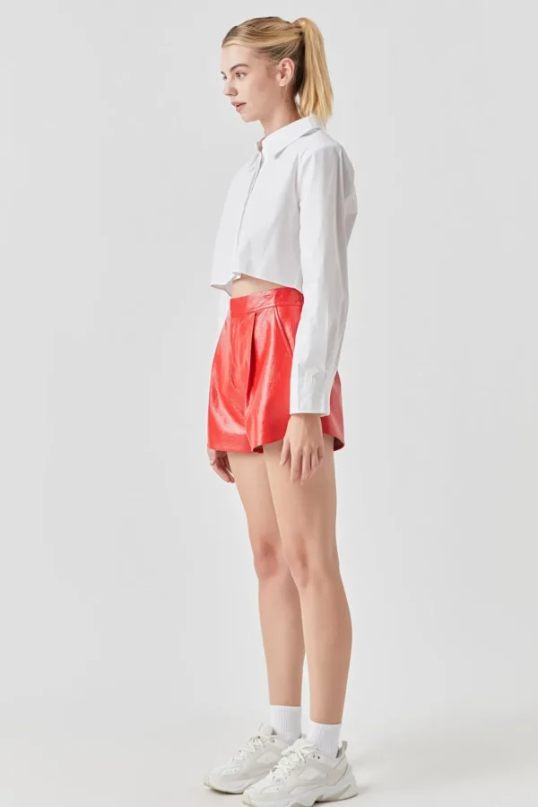 GREY LAB Shirts & Blouses | Tops*- Shoulder Pad Cropped Shirt WHITE