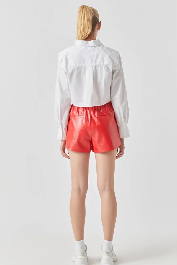 GREY LAB Shirts & Blouses | Tops*- Shoulder Pad Cropped Shirt WHITE
