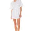 GREY LAB Tops*- Shoulder Pad Shirt Romper WHITE