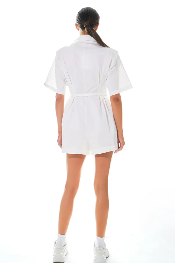GREY LAB Tops*- Shoulder Pad Shirt Romper WHITE