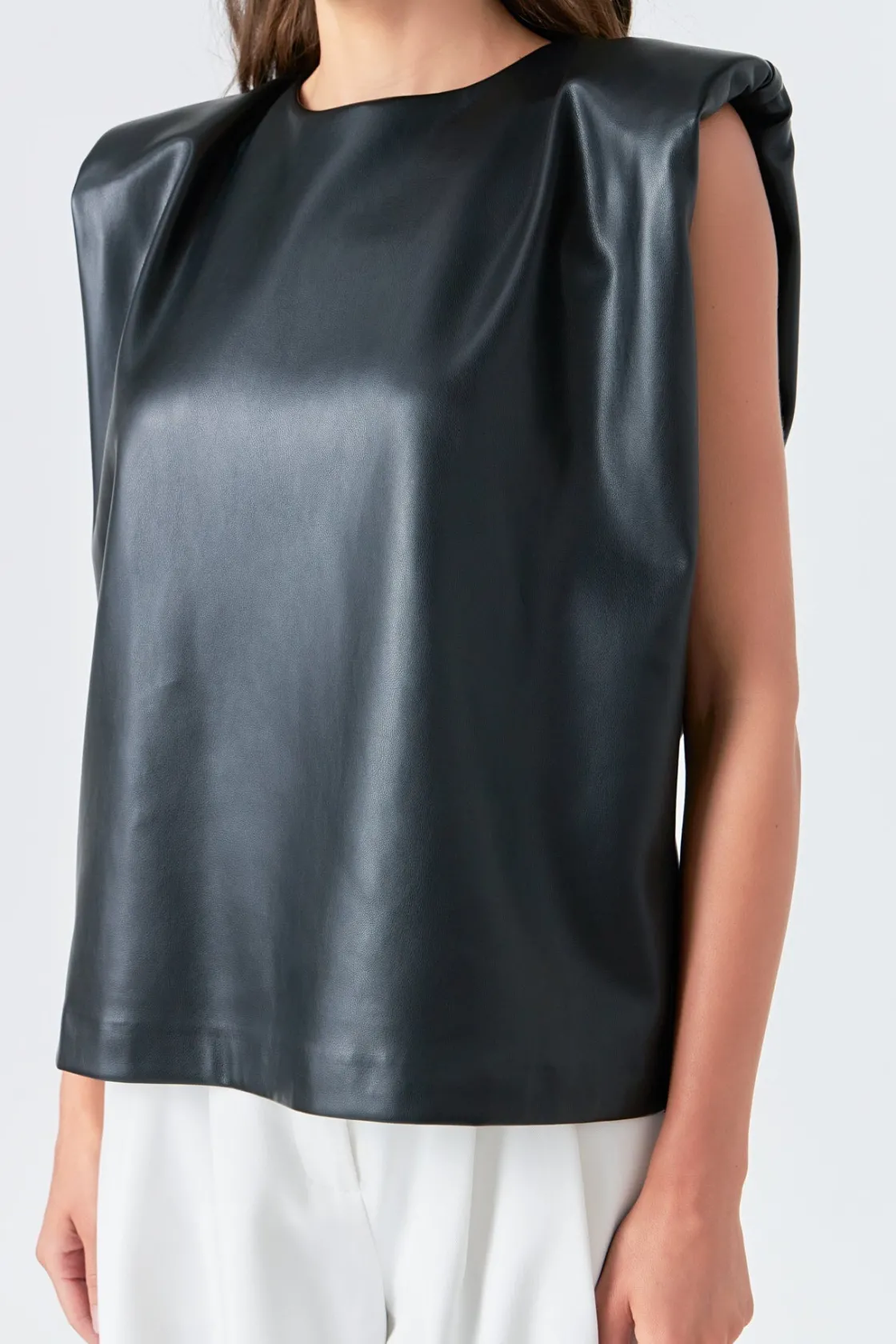 grey_lab__shoulder_padded_2.webp GREY LAB Matching Sets | Tops*- Shoulder Padded Faux Leather Top