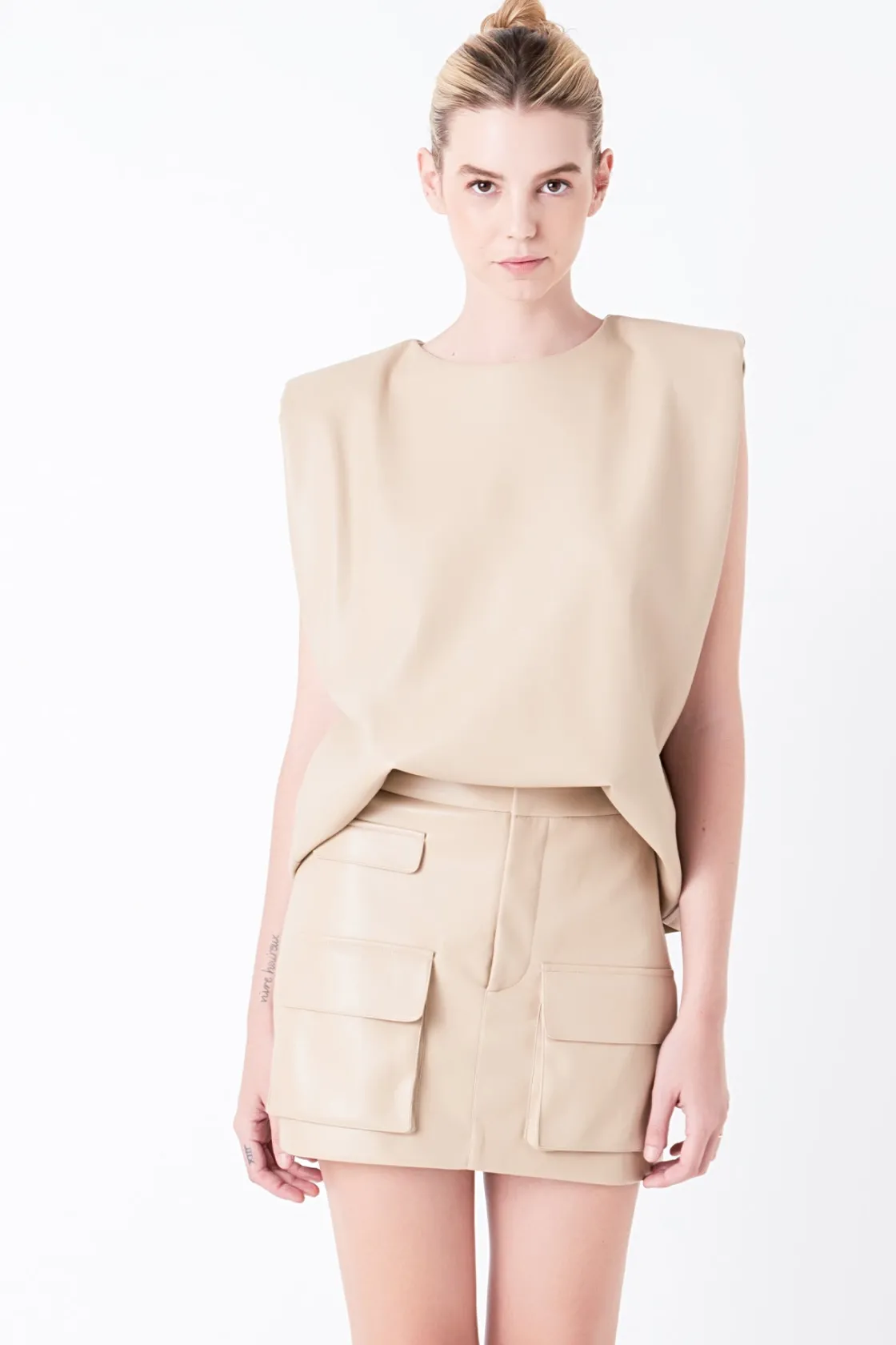 grey_lab__shoulder_padded_5.webp GREY LAB Matching Sets | Tops*- Shoulder Padded Faux Leather Top