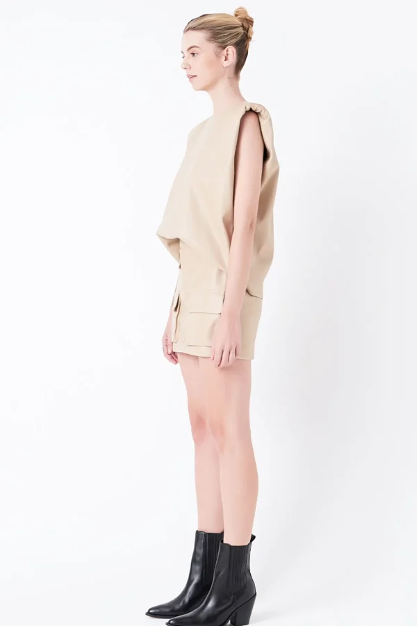GREY LAB Matching Sets | Tops*- Shoulder Padded Faux Leather Top