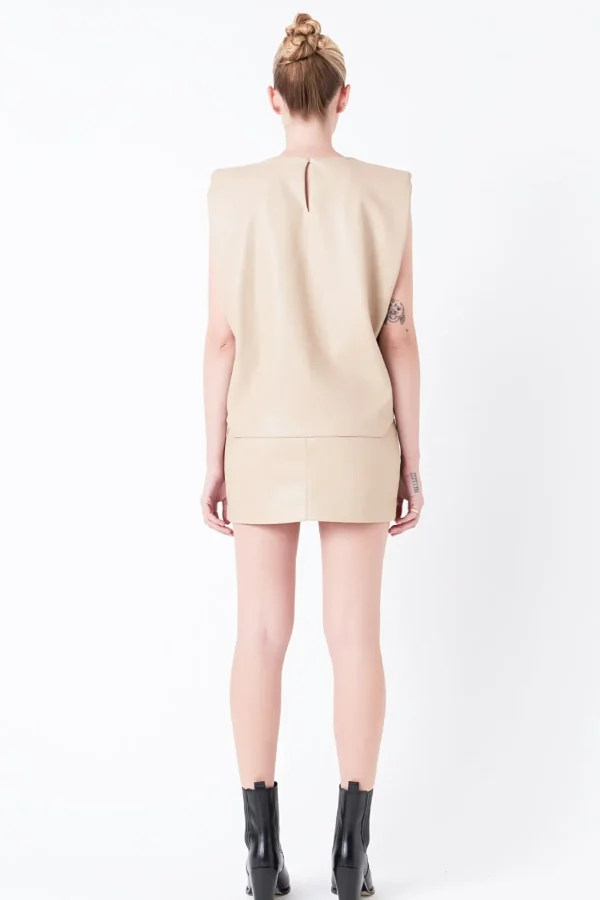 GREY LAB Matching Sets | Tops*- Shoulder Padded Faux Leather Top