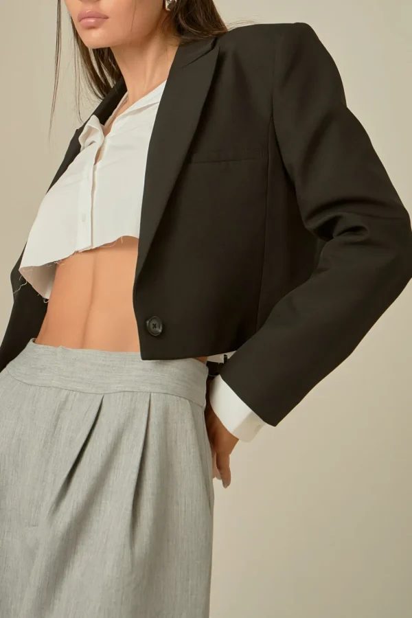 GREY LAB Matching Sets | Blazers*- Single Breasted Cropped Blazer BLACK