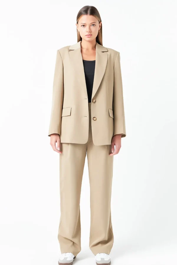 GREY LAB Matching Sets | Blazers*- Single Breasted Oversized Blazer KHAKI