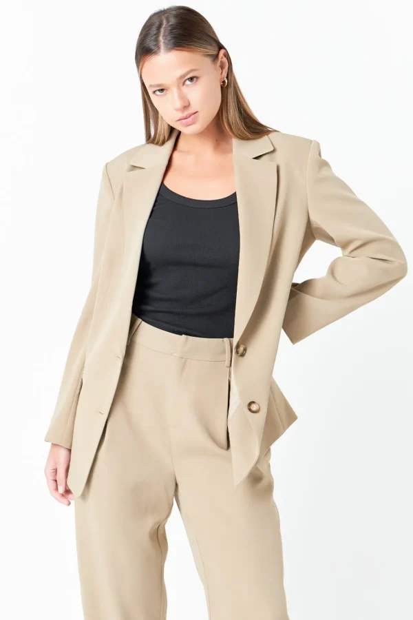 GREY LAB Matching Sets | Blazers*- Single Breasted Oversized Blazer KHAKI