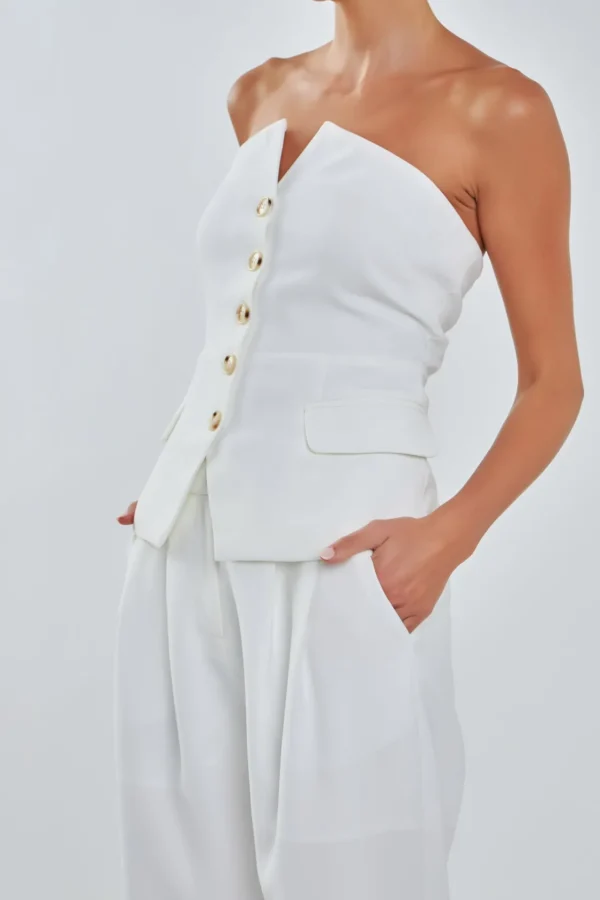 GREY LAB Tops*- Sleeveless Bustier Vest WHITE