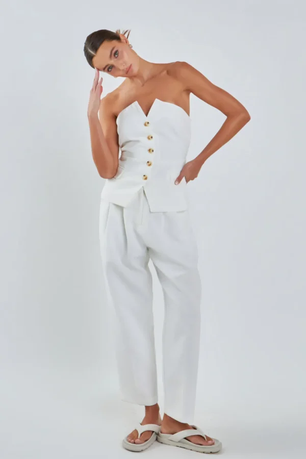 GREY LAB Tops*- Sleeveless Bustier Vest WHITE