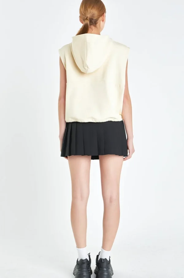GREY LAB Tops*- Sleeveless Zippered Hoodie CREAM