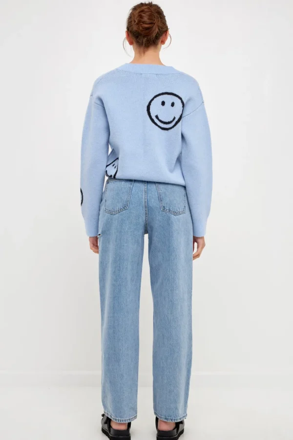 GREY LAB Sweaters & Knits | Tops*- Smile Long Sleeve Sweater POWDERBLUE