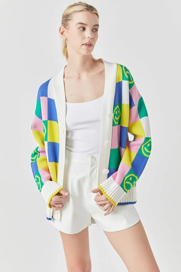 GREY LAB Sweaters & Knits | Tops*- Smiley Colorblock Knit Cardigan MULTI