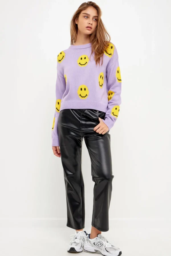 GREY LAB Sweaters & Knits*- Smiley Face Sweater LILACMULTI
