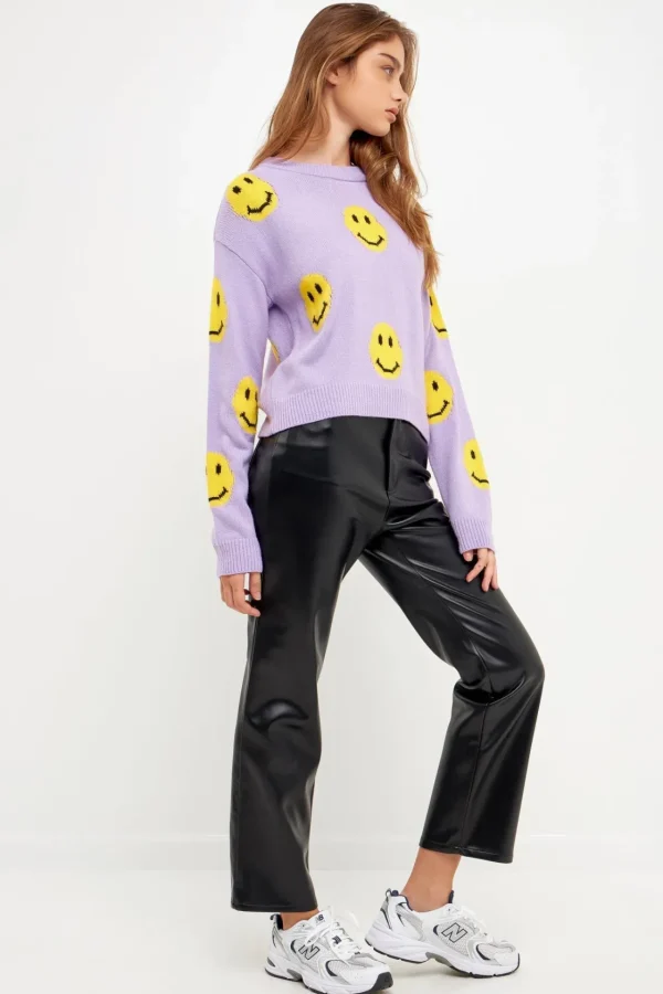 GREY LAB Sweaters & Knits*- Smiley Face Sweater LILACMULTI
