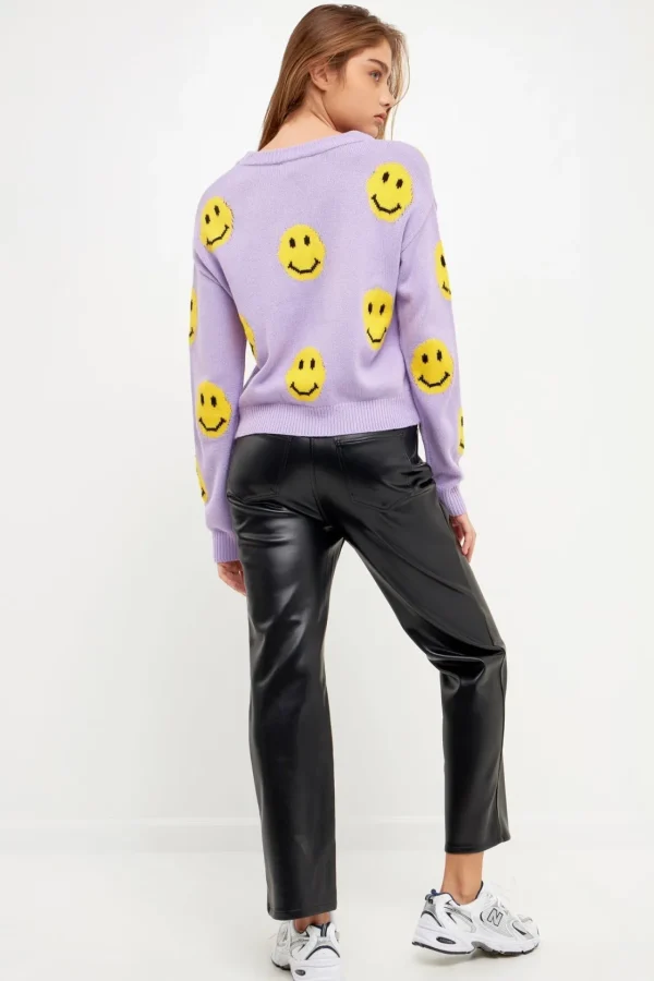 GREY LAB Sweaters & Knits*- Smiley Face Sweater LILACMULTI