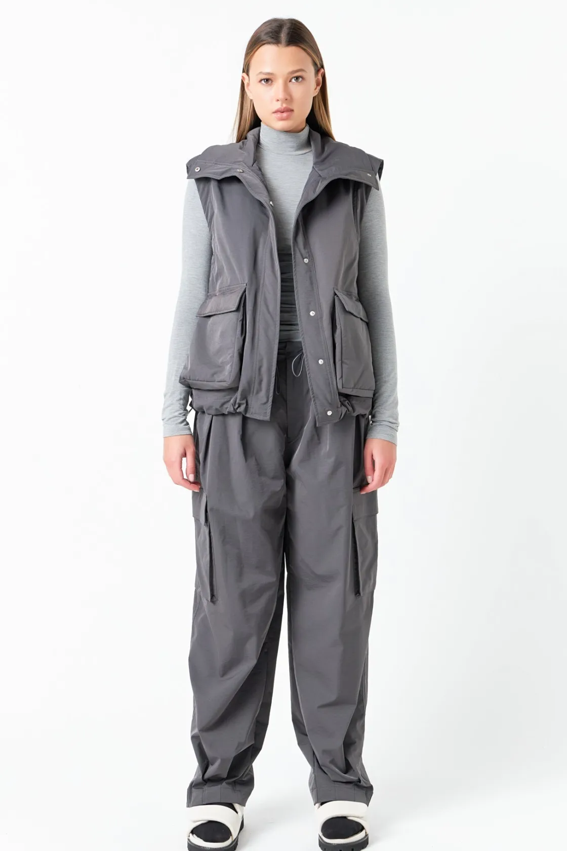 grey_lab__snap_button_box_0.webp GREY LAB Matching Sets | Tops*- Snap Button Boxy Vest GREY