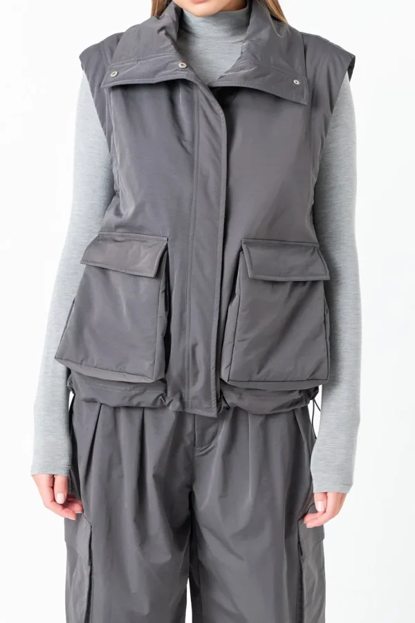 GREY LAB Matching Sets | Tops*- Snap Button Boxy Vest GREY
