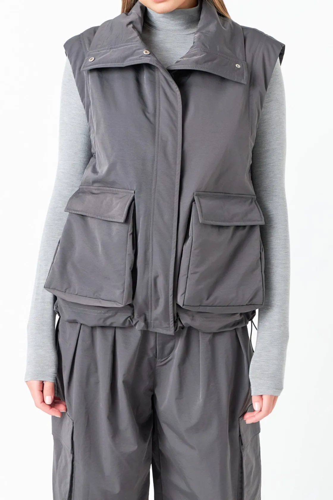 grey_lab__snap_button_box_1.webp GREY LAB Matching Sets | Tops*- Snap Button Boxy Vest GREY