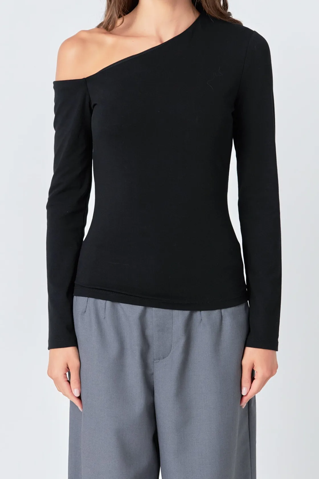 grey_lab__soft_knit_asymm_1.webp GREY LAB Sweaters & Knits | Tops*- Soft Knit Asymmetrical Top BLACK