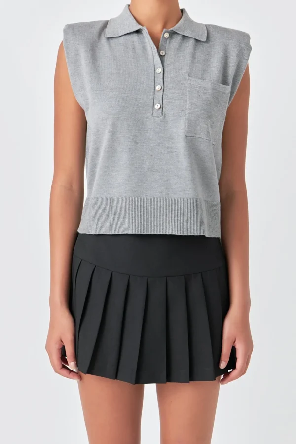 GREY LAB Sweaters & Knits | Tops*- Soft Sleeveless Knit Polo Top
