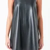 GREY LAB Leather Dresses | Strapless*- Square Neck A-Line Mini Dress BLACK