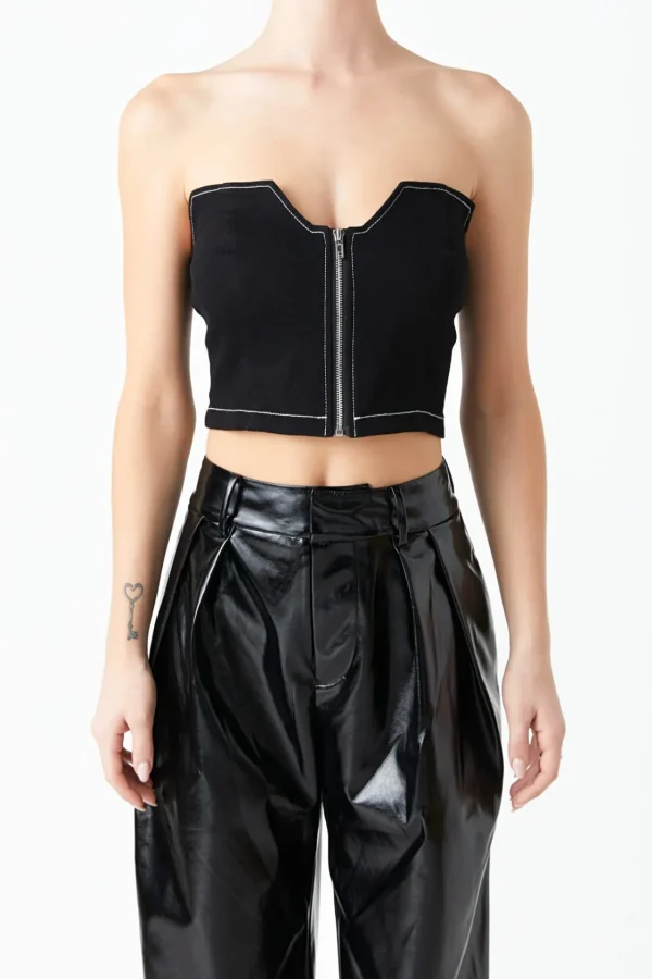 GREY LAB Tops*- Strapless Denim Top JETBLACK