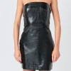GREY LAB Leather Dresses | Strapless*- Strapless Faux Leather Mini Dress BLACK