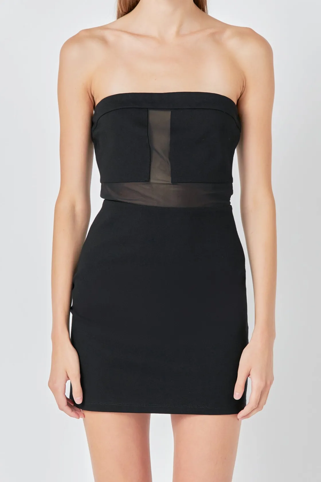 grey_lab__strapless_mesh__1.webp GREY LAB Strapless | Tops*- Strapless Mesh Mini Dress BLACK