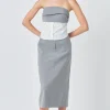 GREY LAB Matching Sets | Tops*- Strapless Shirt Top GREY/WHITE