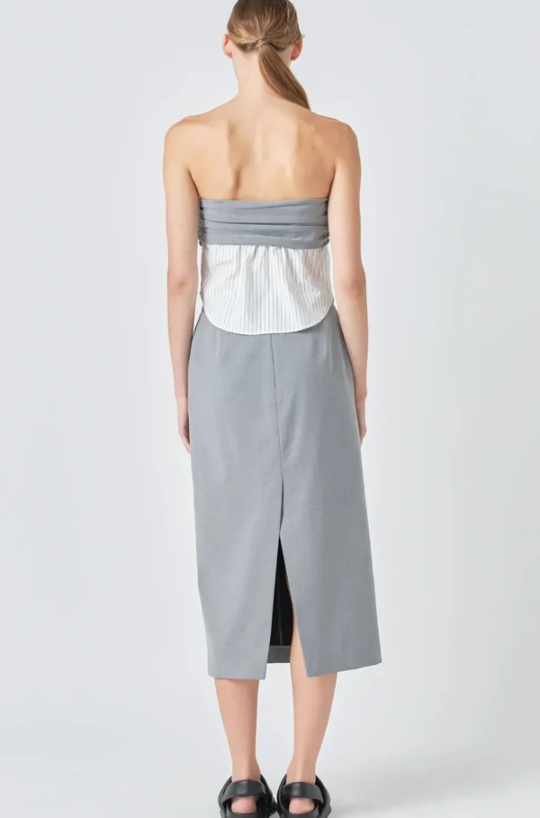 GREY LAB Matching Sets | Tops*- Strapless Shirt Top GREY/WHITE