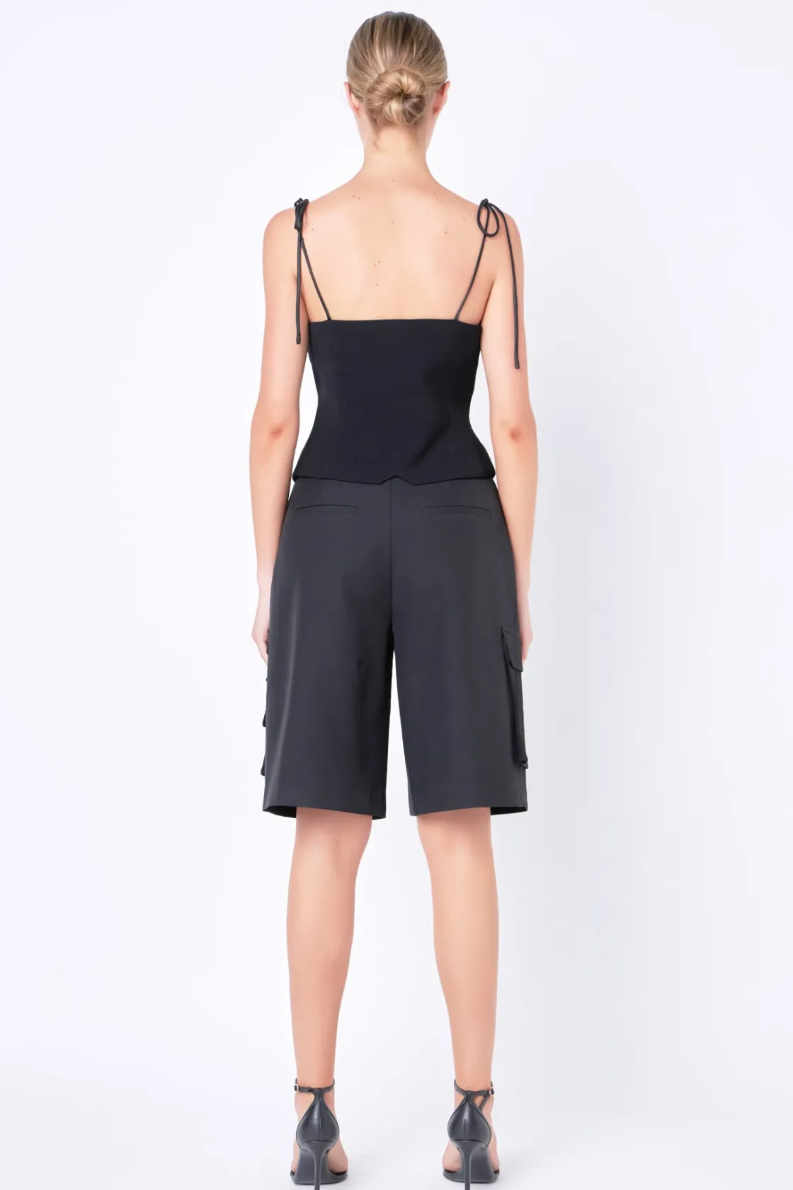 grey_lab__strappy_bow_fit_3.webp GREY LAB Tops*- Strappy Bow Fitted Vest BLACK
