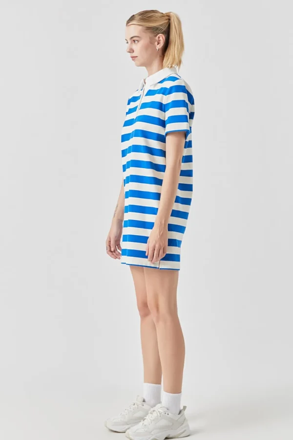 GREY LAB Tops*- Stripe Collar Mini Dress BLUE/WHITE