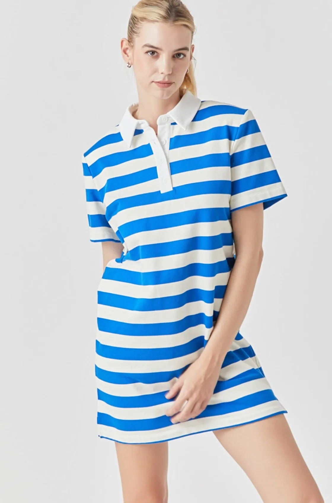 grey_lab__stripe_collar_m_1.webp GREY LAB Tops*- Stripe Collar Mini Dress BLUE/WHITE