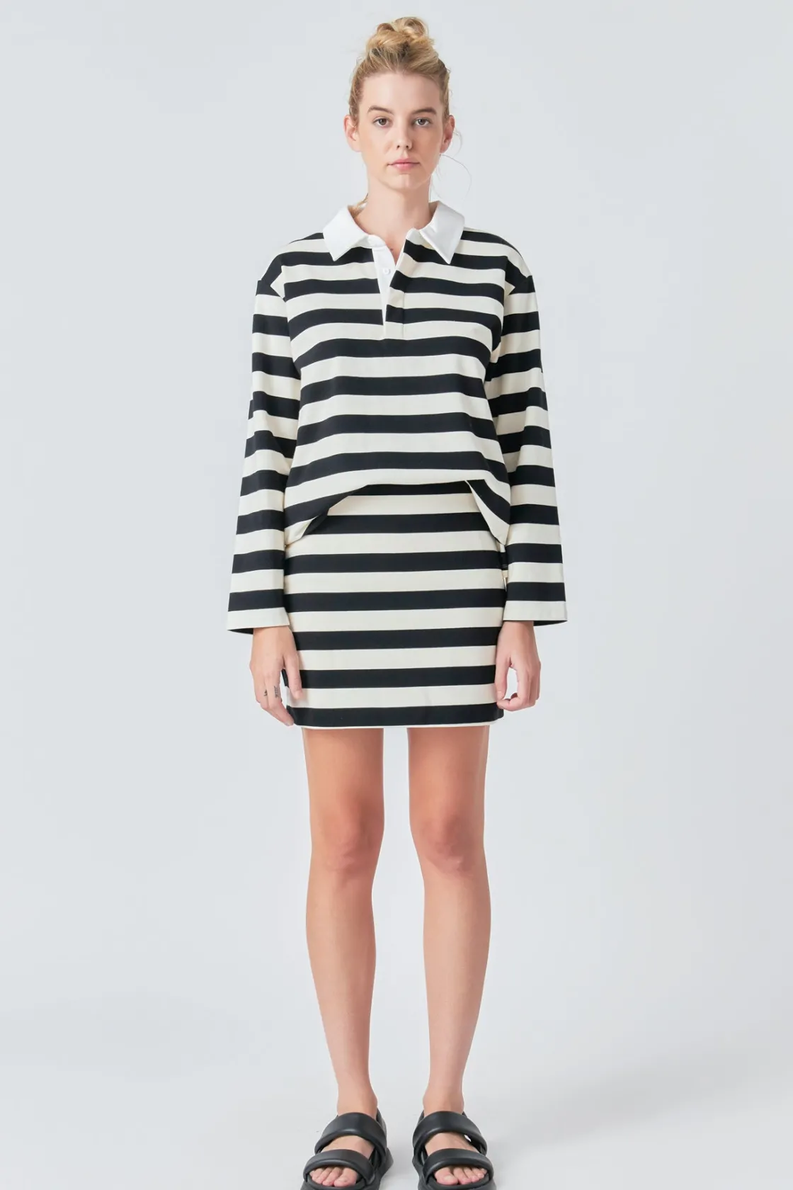 grey_lab__stripe_collar_s_0.webp GREY LAB Tops*- Stripe Collar Sweatshirt BLACK
